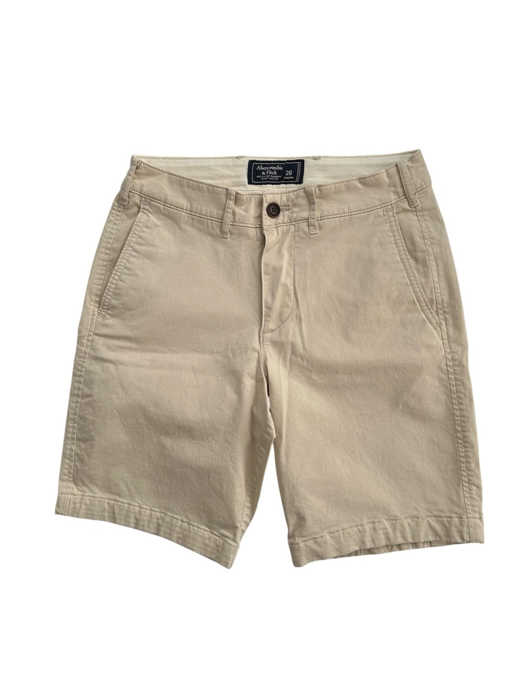 Abercrombie & Fitch Tan Khaki Stretch 
Shorts 8 inch Inseam 26 inch Waist